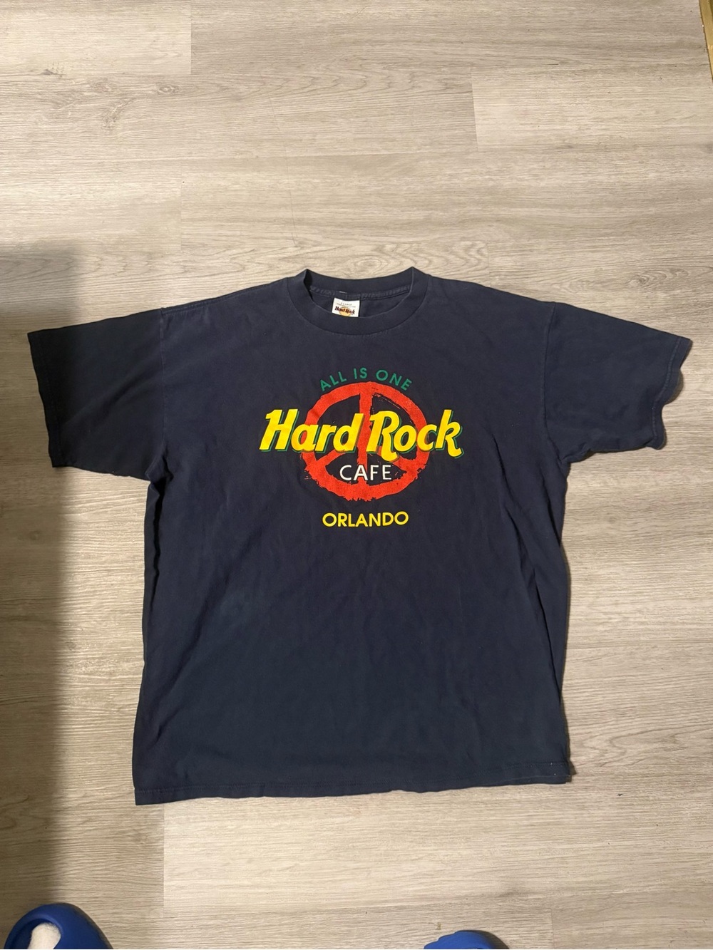 Hard Rock Cafe all is one Orlando Men's Navy Graphic Tee size XL men